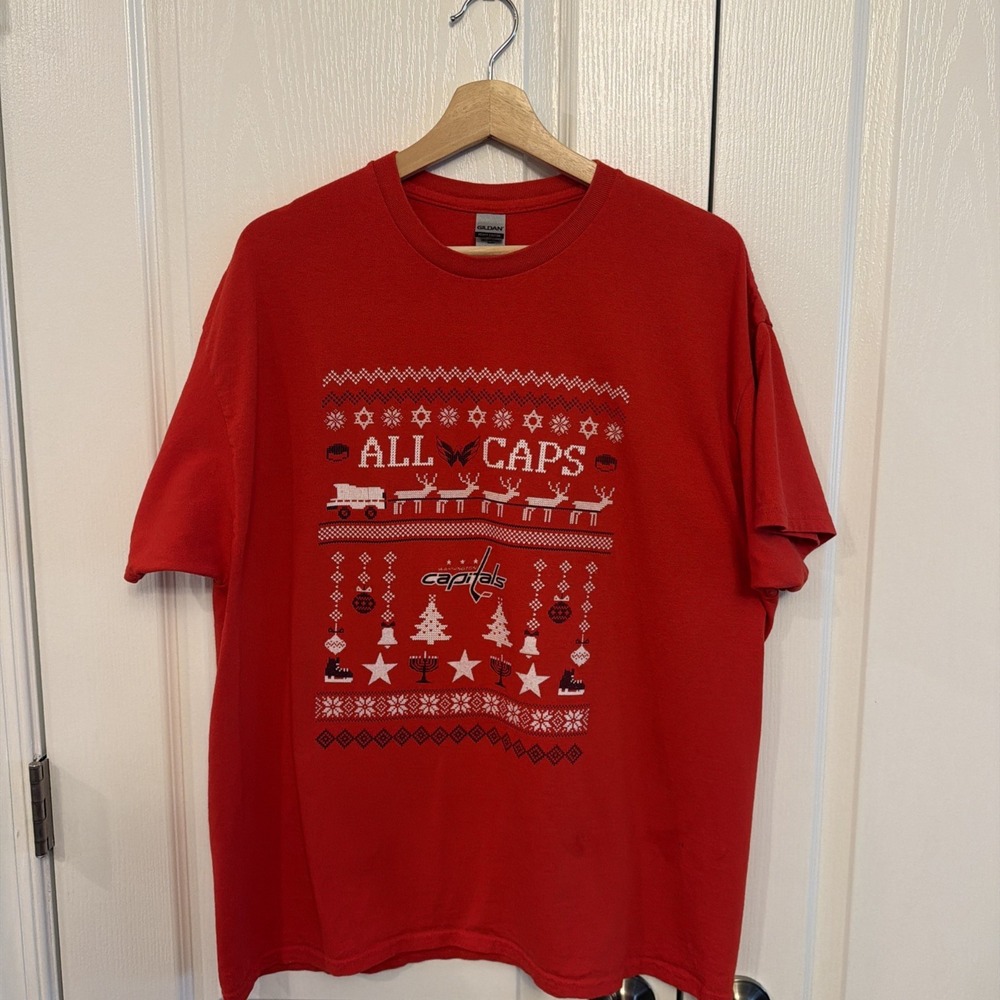 Washington Capitals 2021 "Ugly Sweater" T-shirt Promo Christmas Hockey Size XL